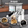 1350W Semi-Automatic Espresso Machine 20Bar (ULKA) High Pressure Pump Extract 1 / 2 Cappuccino or Latte ESE POD Capsule Filter and Steam Bar 1.8L Wate