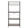 5-Tier Kitchen Bakers Rack with 10 S-Shaped Hooks, Industrial Microwave Oven Stand, Free Standing Kitchen Utility Cart Storage Shelf Organizer (Rustic