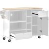 Kitchen Island Cart with Storage Cabinet and Two Locking Wheels,Solid wood desktop,Microwave cabinet,Floor Standing Buffet Server Sideboard for Kitche