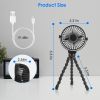 Portable Baby Stroller Fan Rechargeable Handheld Fan with Flexible Tripod Clip On Desktop Hanging Fan 3 Gear Speed with Tilt Head