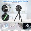 Portable Baby Stroller Fan Rechargeable Handheld Fan with Flexible Tripod Clip On Desktop Hanging Fan 3 Gear Speed with Tilt Head