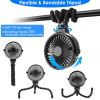 Portable Baby Stroller Fan Rechargeable Handheld Fan with Flexible Tripod Clip On Desktop Hanging Fan 3 Gear Speed with Tilt Head
